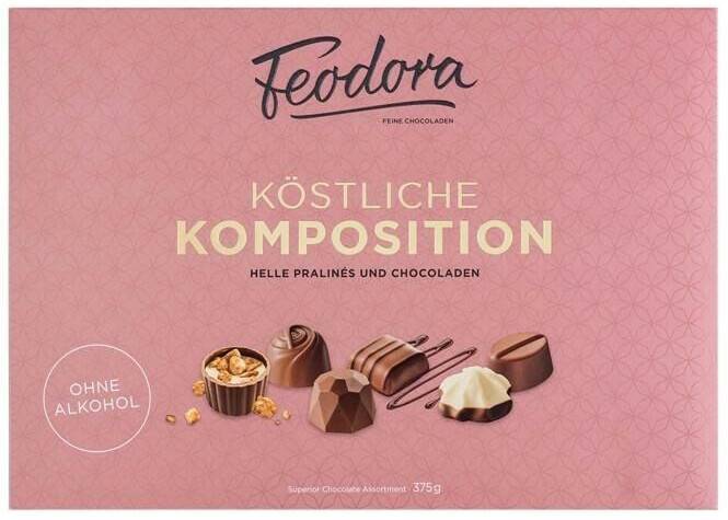 Feodora Köstliche Komposition Helle Pralinés und Chocoladen (375g) Pralinen